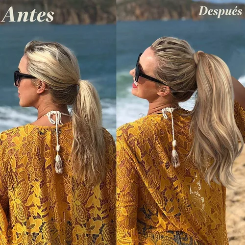 Vista 3 de SOFEIYAN Extensión de cola de caballo rizada de 15 pulgadas, resistente al calor, sintética, natural, ondulada, extensión de cabello con clip