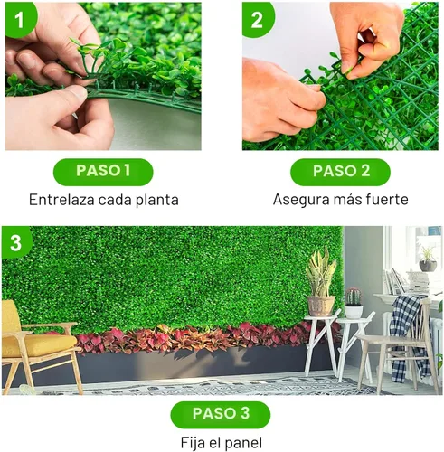 Vista 7 de TOPDEEP 12 piezas paneles de boj artificial de 24 x 16 pulgadas, panel de pared de césped, paneles de pared de seto de boj con protección UV