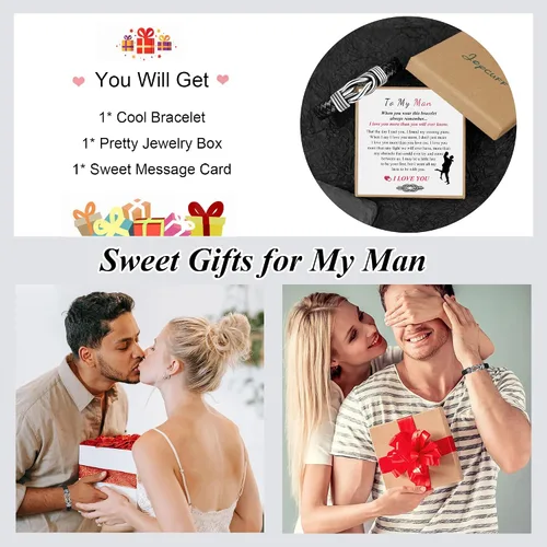 Vista 6 de Regalos de cuero para papá, regalo de cumpleaños, novio, marido, nieto, hermano, hijo, para el día de San Valentín, Navidad, graduación, joyería