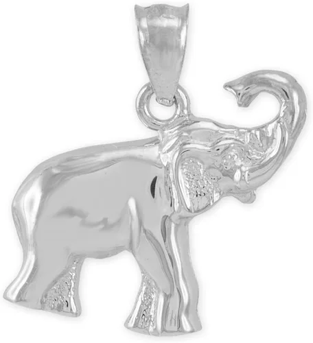 Vista 2 de Collar con colgante de elefante indio de la suerte de plata de ley