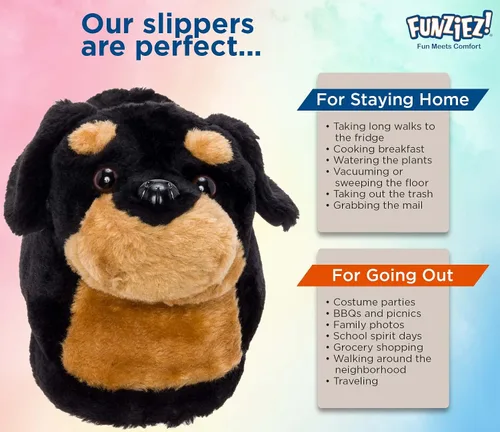 Vista 5 de Funziez! Pantuflas peludas para perros para mujeres y hombres, divertidas, zapatos de casa, animales, lindas novedades, gran regalo para el día