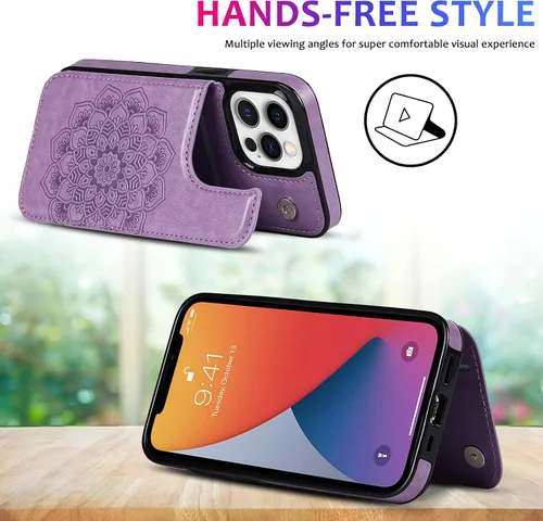 Vista 4 de Asuwish Funda de teléfono para iPhone 14 Pro Max de 6.7 pulgadas con protector de pantalla y cubierta de cartera de cuero para tarjetas de crédito