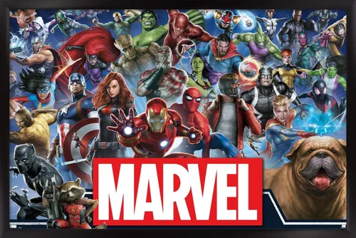 Vista 8 de Trends International Marvel Comics - Póster de pared de héroes del universo Marvel, 14.725 x 22.375 pulgadas, versión enmarcada de madera de granero