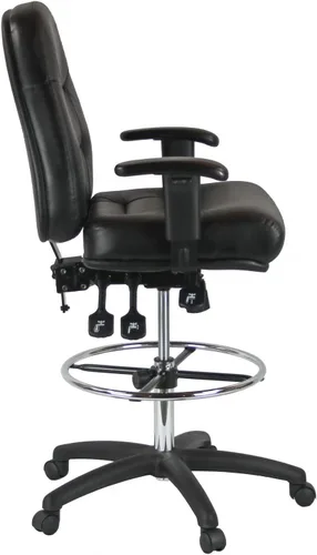 Vista 2 de Harwick Silla de dibujo de cuero premium con brazos - Cuero negro