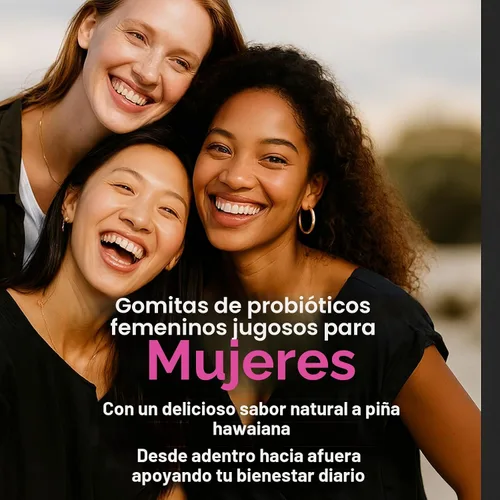 Vista 5 de Her Juicy Gomitas Probióticas para Mujeres: Apoyan el Bienestar Femenino y el Equilibrio del pH, Veganas Naturales, Sabor Piña, Mezcla