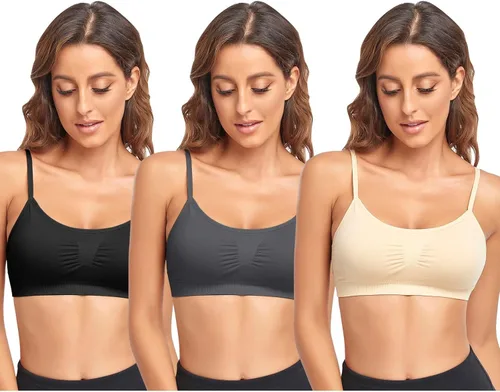 Vista 22 de Litthing Bralettes Padded for Women Cami Strap Bra Seamless Sportsbra Wireless Comfort Yoga Lightly T-Shirt Tank Tops
