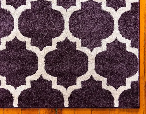 Vista 8 de Unique Loom Trellis Collection - Alfombra de área de Filadelfia, rectangular de 2 pies 2 pulgadas x 3 pies, color morado y marfil