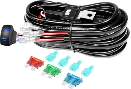 Vista 14 de SKYWORLD Kit de arnés de cableado de 1 cable de 10 pies para barra de luz de trabajo LED, interruptor de encendido/apagado de 14 V, kit de arnés