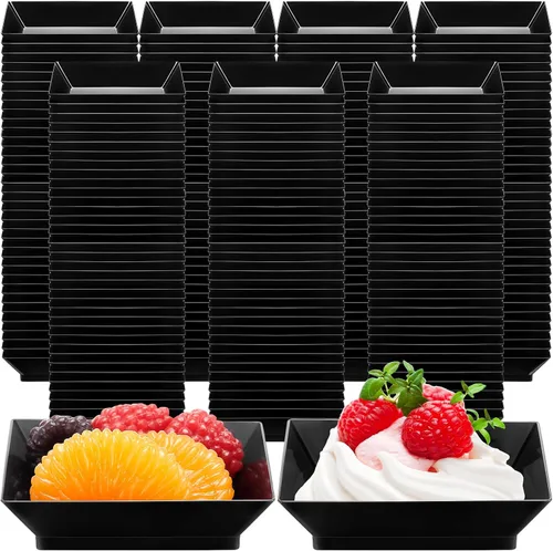 Vista 12 de 200 Piezas Platos Cuadrados Mini para Postre de 2.5 x 2.5 Pulgadas Platos Desechables para Aperitivos Platos Pequeños de Plástico Transparente
