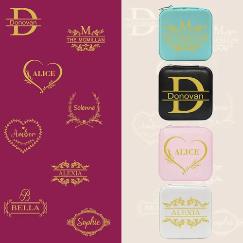 Vista 13 de Joyero personalizado para regalos de dama de honor, flor de nacimiento, inicial, joyería de viaje personalizada para mujeres, organizador de joyas