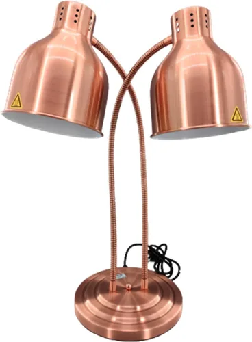 Vista 3 de Lámpara de calor de alimentos de doble cabezal con bombilla de 500 W, calentador de alimentos, lámpara de calefacción infrarroja, encimera