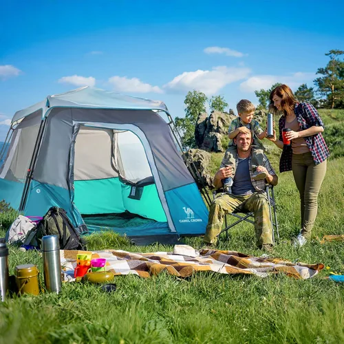 Vista 4 de CAMEL CROWN 4/6 Person Instant Cabin Tent, Pop Up Windproof Tents for Camping, 60-Second Setup Family Tent with Carry Bag for Outdoor Hiking Azul