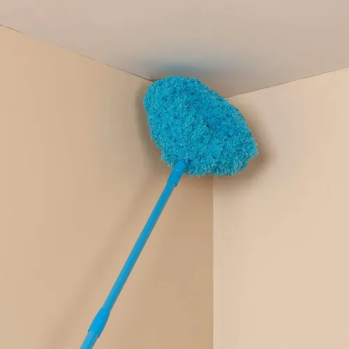 Vista 3 de LivingSURETM - Ventilador de techo de microfibra reutilizable con mango extensible, cepillo de poliéster extraíble, mango hecho de metal duradero
