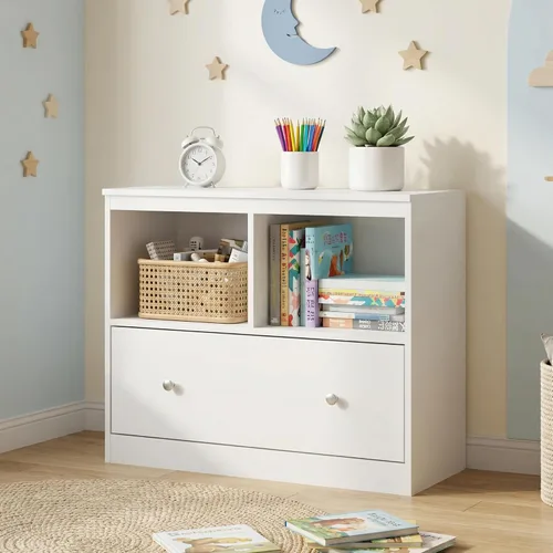 Vista 8 de Ikebana Organizadores y almacenamiento de juguetes para niños, estantería para niños pequeños con cajón, estantería para niños para salas