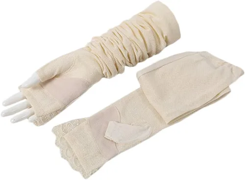 Vista 2 de Algodón manga larga guantes brazo manga para mujer protección solar