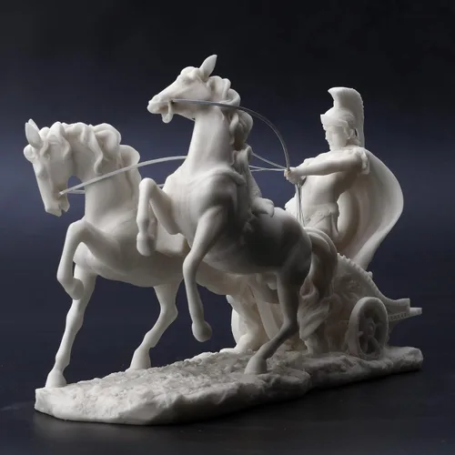 Vista 2 de Veronese Design Centurión romano de 10 1/4 pulgadas en dos caballos carro estatua de resina mármol acabado blanco