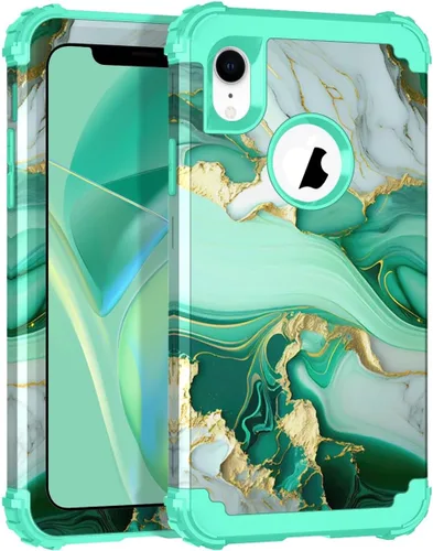 Vista 10 de Hocase Funda para iPhone SE 2022/2020, resistente a prueba de golpes, de plástico duro+goma de silicona, funda protectora híbrida para iPhone SE
