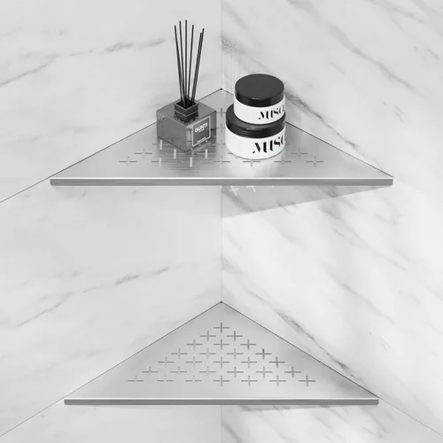 Vista 10 de lives Estante de ducha esquinero con diseño de ranura de 10 pulgadas, estantes de ducha empotrados para pared de azulejos, estantes esquineros
