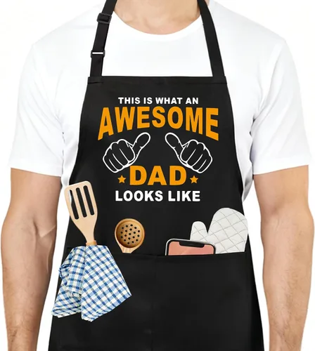 Vista 21 de Divertido delantal de cocina para mujeres y hombres, delantal de cocina para hornear con 2 bolsillos, lindo regalo de cumpleaños, Navidad, día
