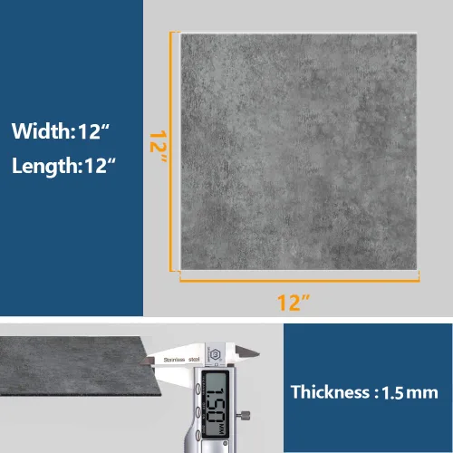 Vista 2 de VEELIKE – Azulejos de despegar y pegar de 12"x12" de concreto gris envejecido, azulejos de vinilo impermeables autoadhesivos removibles grises