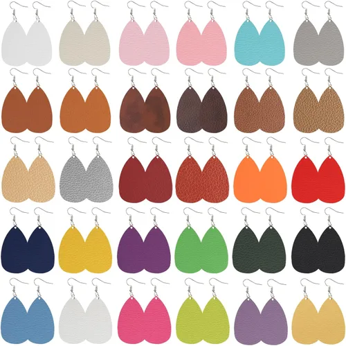 Vista 4 de CDY Juego de 30 hojas de piel sintética sintética maciza de 8.2 x 6 pulgadas, hojas de tela de cuero suave adecuadas para hacer lazos, aretes