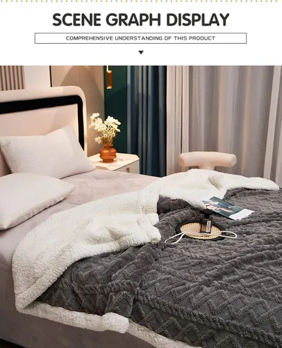 Vista 6 de Manta Sherpa cálida para invierno, manta de sofá, manta ligera y cálida, súper suave y mullida, franela gruesa y reversible de terciopelo cálido