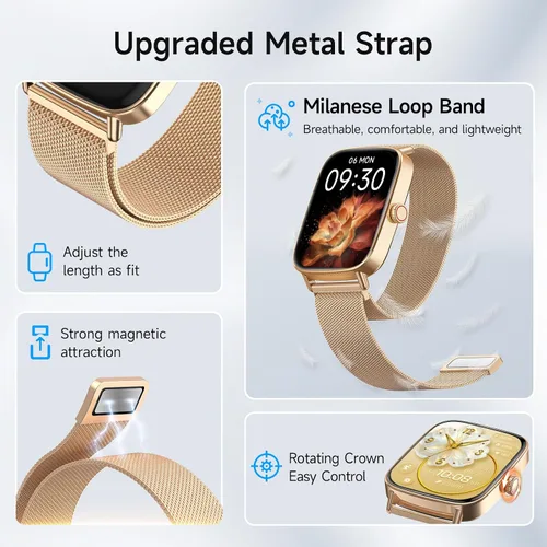 Vista 9 de Reloj inteligente para hombres y mujeres, 1.85" HD, reloj inteligente compatible con iPhone/Samsung/Android (responder/hacer llamadas), más de 100