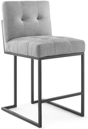 Vista 15 de Modway Privy Taburete tapizado de tela de acero inoxidable negro, beige