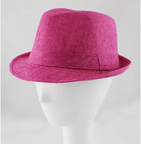 Vista 18 de ECYC Sombreros de jazz para niños, gorras de lino de color sólido para niños