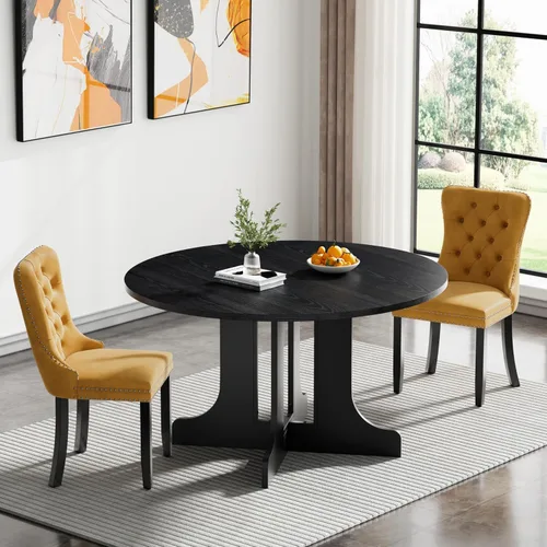 Vista 62 de Juego de mesa de comedor extensible marrón de 63 a 78.74 pulgadas para 4, juego de mesa de comedor de 5 piezas con 4 sillas, mesa de cocina