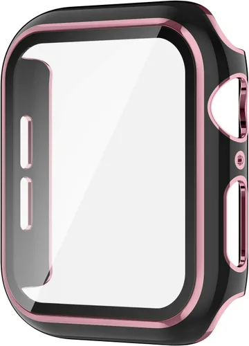 Vista 27 de Adepoy Paquete de 8 fundas con protector de pantalla de vidrio templado compatible con Apple Watch SE3 SE2 SE Series 6/5/4 de 1.575 pulgadas