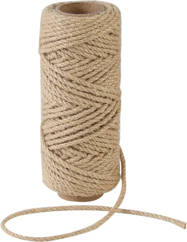 Vista 9 de Cordel de yute natural de 0.118 pulgadas y 328 pies para manualidades de regalo, proyectos de manualidades, envoltura, agrupación, embalaje