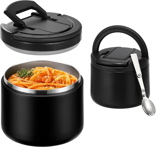 Vista 9 de Itslife Termo de sopa aislado al vacío de 13.5 onzas para alimentos calientes, recipiente de almuerzo para niños con tapa de hebilla a prueba