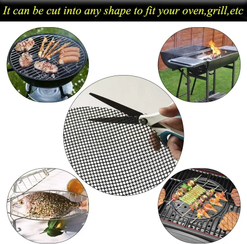 Vista 6 de LOOCH Juego de 5 Alfombrillas de Malla para Parrilla BBQ - Alfombrillas de Malla Antiadherentes de Servicio Pesado y Accesorios para Barbacoa