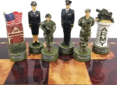 Vista 6 de US Military - Juego de ajedrez de 16 piezas para hombre, marines de la Fuerza Aérea de la Armada del Ejército - Junta separ
