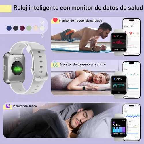 Vista 3 de Reloj inteligente para mujer, compatible con Android y iPhone, reloj de seguimiento de actividad física de 1.8 pulgadas con Alexa, alertas