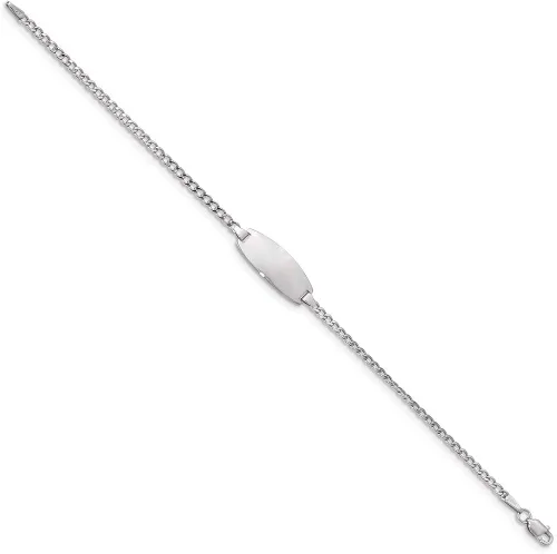 Vista 2 de Pulsera de identificación ovalada semisólida de oro blanco de 14 quilates 7 pulgadas de 0335in estilo DCID144W-7 Metal no conocido