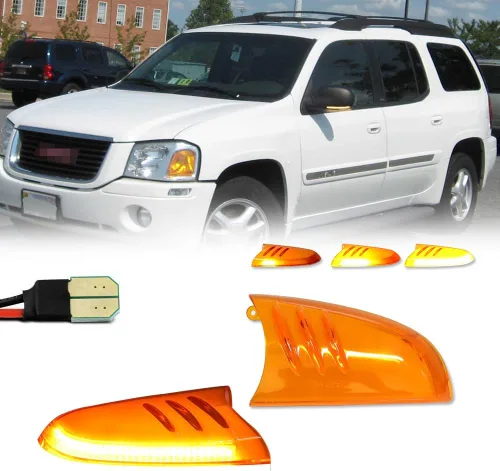 Vista 9 de Para Buick Rainier 2004-2007, Chevrolet Trailblazer GMC Envoy 2002-2009 y Oldsmobile Bravada 2002-2004 Lente ámbar Espejo lateral Luces