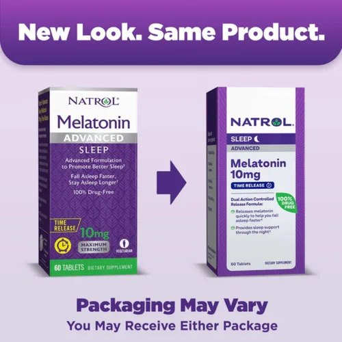 Vista 4 de Natrol Advanced Sleep - Tabletas de melatonina para dormir, máxima fuerza 10 mg 60 ea (paquete de 3)