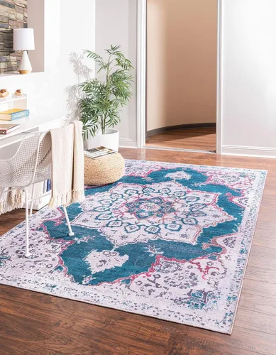 Vista 31 de Unique Loom Renaissance Collection - Alfombra rectangular de 2 x 3 pies 1 pulgada, color azul y verde Azul Verde/Azul