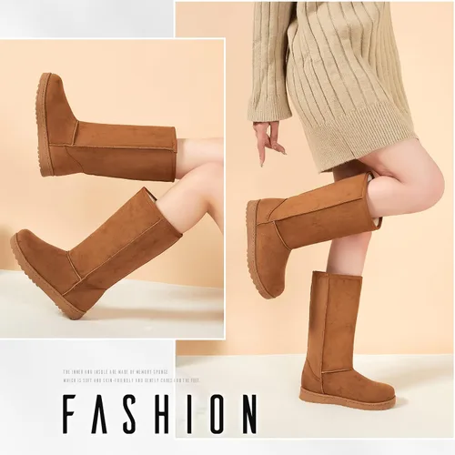 Vista 6 de FINIWOR Botas de nieve de invierno para mujer, botas clásicas de media pantorrilla, con forro de piel, botas cálidas