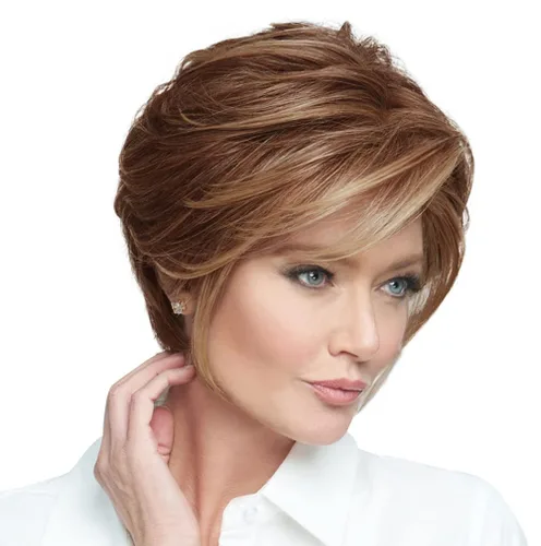 Vista 31 de Raquel Welch Go To Style - Peluca de pelo corto versátil y favorecedora de Hairuwear, gorra media, castaño iluminado por el sol RL10/12