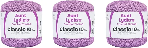 Vista 35 de Aunt Lydia Classic Crochet - 3 unidades de 350y/1,049.9 ft - Natural Tamaño 10 3 capas 100% algodón mercerizado hilo de ganchillo para tapetes