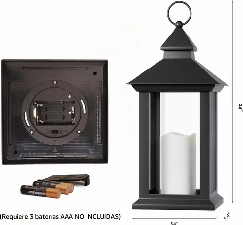 Vista 4 de JOIONE Black Decorative Candle Lanterns, 2 Packs 14" Waterproof Porch Decor Transparente 2