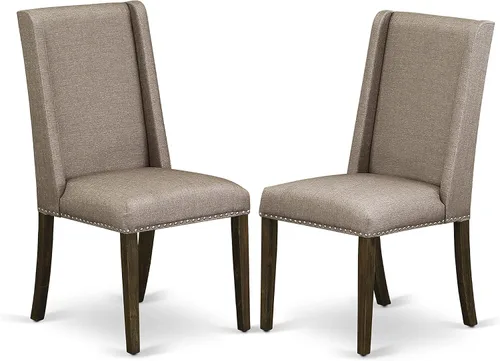 Vista 4 de East West Furniture F2FL5-716 - Juego de mesa de comedor de 5 piezas, incluye una mesa de cocina redonda con pedestal y 4 sillas de comedor Parson