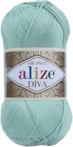 Vista 42 de Alize Diva Silk Effect 100% hilo acrílico de microfibra, 1 madejas de bola de 3.53 oz 383yds color (1 - crema)