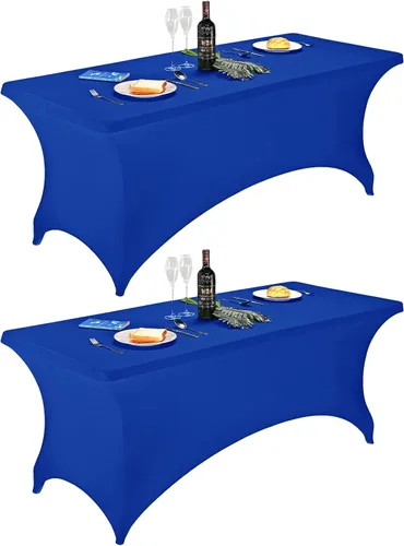 Vista 120 de FORLIFE - Funda de mesa de elastano, mantel ajustado de 4 pies para mesas rectangulares, funda elástica para patio, universal para bodas, banquetes