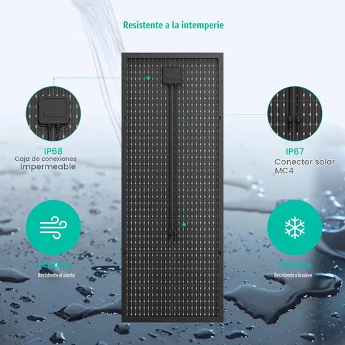 Vista 4 de Panel solar bifacial de 100 vatios, panel solar monocristalino de 12V 100W, módulo de alta eficiencia, tecnología monocristalina, funciona