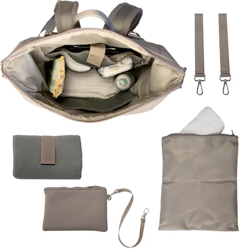 Vista 5 de Mochila para pañales con cambiador, correas para cochecito, bolsa aislada para botellas, funda de equipaje, neopreno