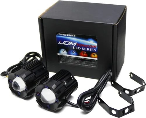Vista 9 de iJDMTOY Juego de luz antiniebla de proyector LED mini de 20 W de alta potencia de 1 pulgada de color blanco/amarillo dual, ajuste universal